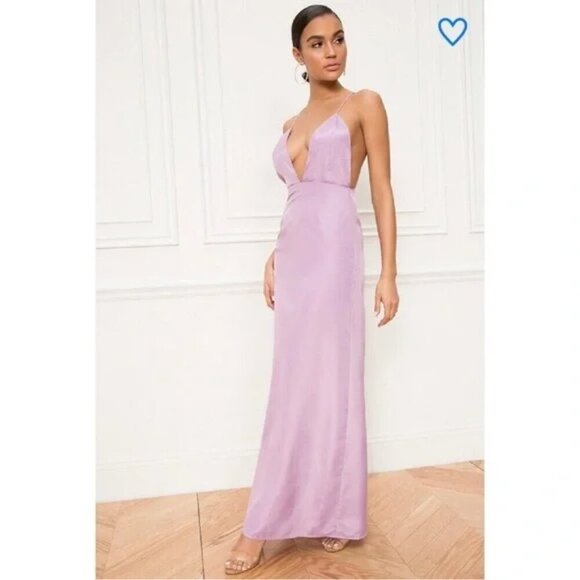 NWT Revolve Superdown Azita Plunge Maxi Dress Lilac Lavender Purple Small - Picture 1 of 11